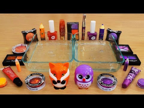 Mixing Makeup Eyeshadow Into Slime ! Purple vs Orange Special Series Part 2 ! Satisfying Slime Video
