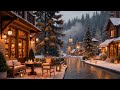 Warm November Winter Morning Outdoor Coffee Shop Ambience ️ Relaxing Jazz Instrumental Music