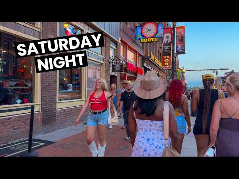 Saturday Night Walk on Broadway, Nashville TN | July 12, 2025 | 4K
