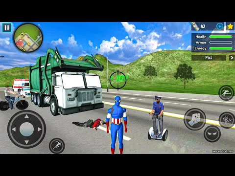 Captain American Rope Hero Ninja Gangster Crime - Dumb Truck at Vegas City #3 - Android Gameplay