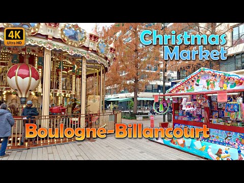 🇫🇷 Best Paris Region Christmas Markets - Boulogne-Billancourt | Walking Tour 4k 60fps
