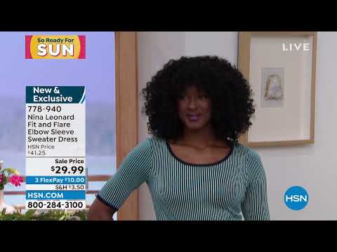 Nina Leonard Fit and Flare Elbow Sleeve Sweater Dress