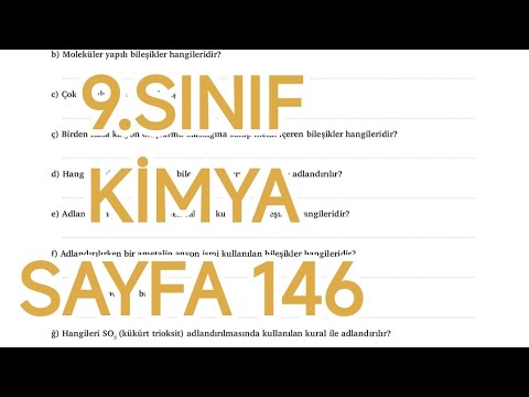 9.SINIF KİMYA DERS KİTABI SAYFA 146 CEVAPLARI