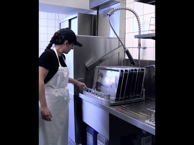 Vídeo relacionado con HENDI Lavavajillas industrial, para cestas 40x40cm, con control electromecánico, máquina lavaplatos lavavasos lavacopas, 230V, 2800W, 470x510x(H)710mm, acero inoxidable
