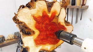 Woodturning - Red Core !! 【職人技】木工旋盤で赤いA.R.E.