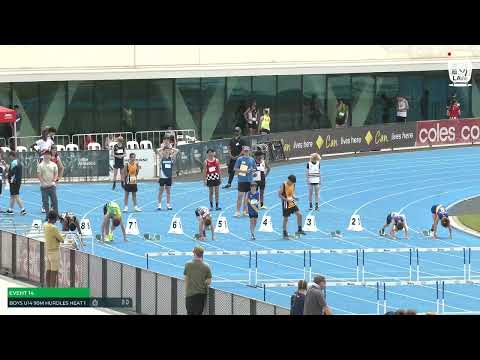 U14 Boys 90m Hurdles Heat 1: 2022-23 State Combined Events Championships - Saturday