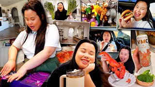VLOG: getting a shocking surprise 😳 house sneak peek, asian grocery haul, cooking a lobster, drinks!