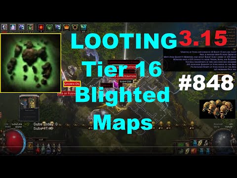 [Path of Exile 3.15] *LOOTING* 30 Tier 16 Blighted Maps (Triple Crimson) - 848