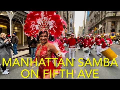 NYC Manhattan Samba - Brazilian Percussion Group on Fifth Ave with Miss Brazil America - Dec, 2022