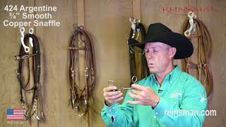 Bit 424 Argentine Smooth Copper Snaffle Mouth Curb Bit