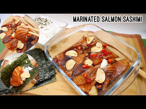 Marinated Salmon Sashimi Recipe | Soy sauce marinated Salmon