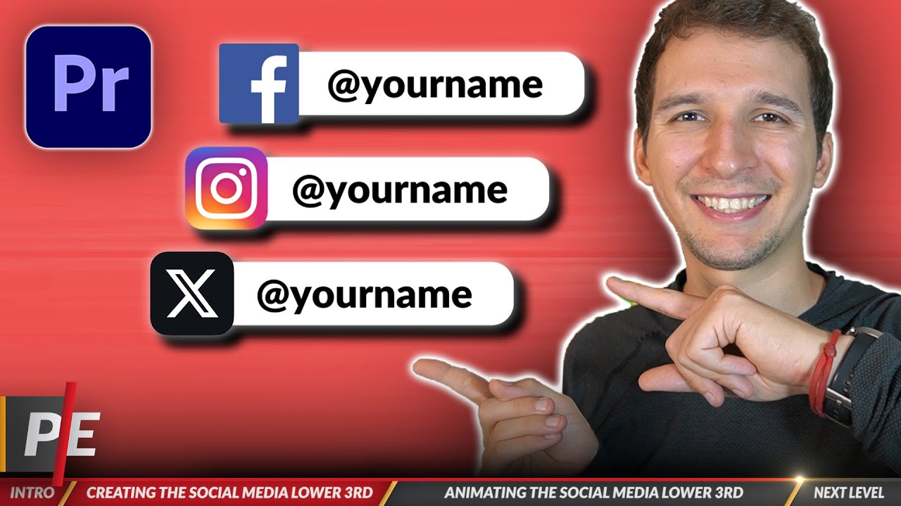 Animated SOCIAL MEDIA Lower Third Tutorial & Free Template (Adobe Premiere Pro 2024)