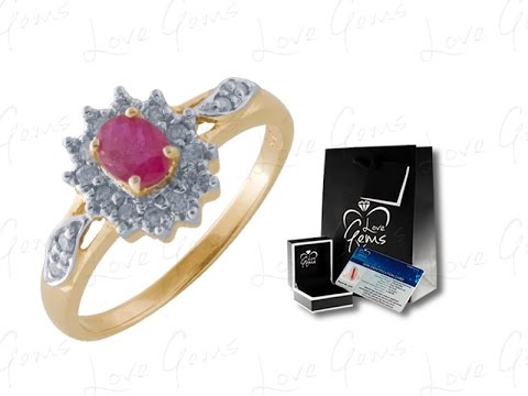 9ct Gold Ruby & Diamond Cluster Ring