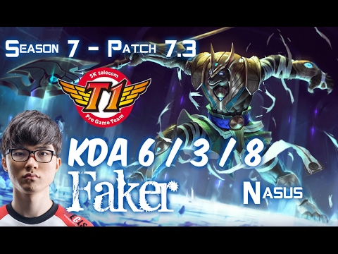 SKT T1 Faker NASUS vs RUMBLE Top - Patch 7.3 KR Ranked