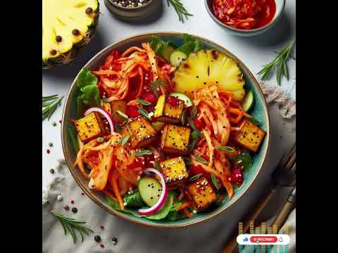 New World-class recipes - Caribbean-Korean Jerk Tofu and Kimchi Salad & Pineapple Gochujang  🍽 📖