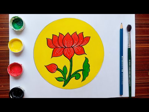 kamal ka phool kaise paint karen, how to draw & pent lotus flower step by step |lotus|
