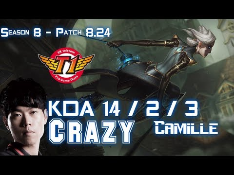 SKT T1 Crazy CAMILLE vs AATROX Top - Patch 8.24 KR Ranked