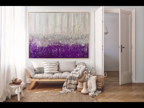DIY - how to make  a sparkling glitter painting. Fine art process. Glass art video