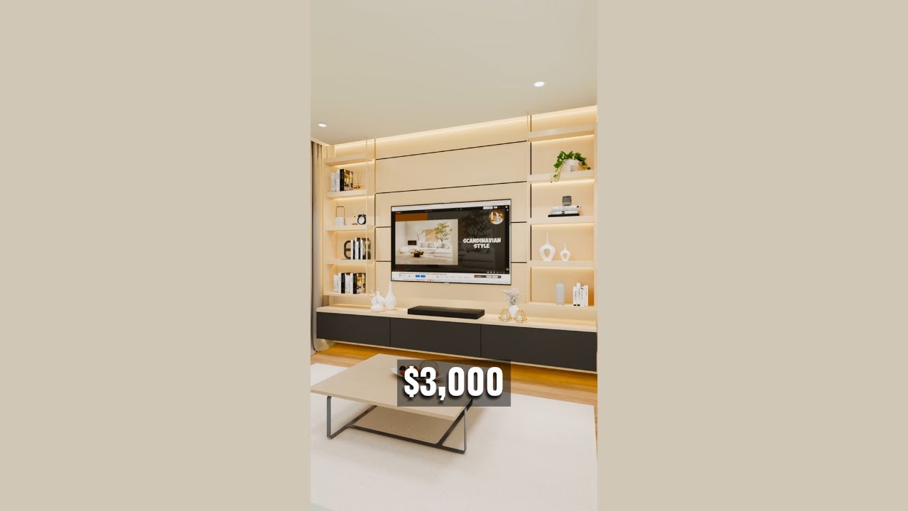 Scandinavian TV Wall Design: Elegance & Light