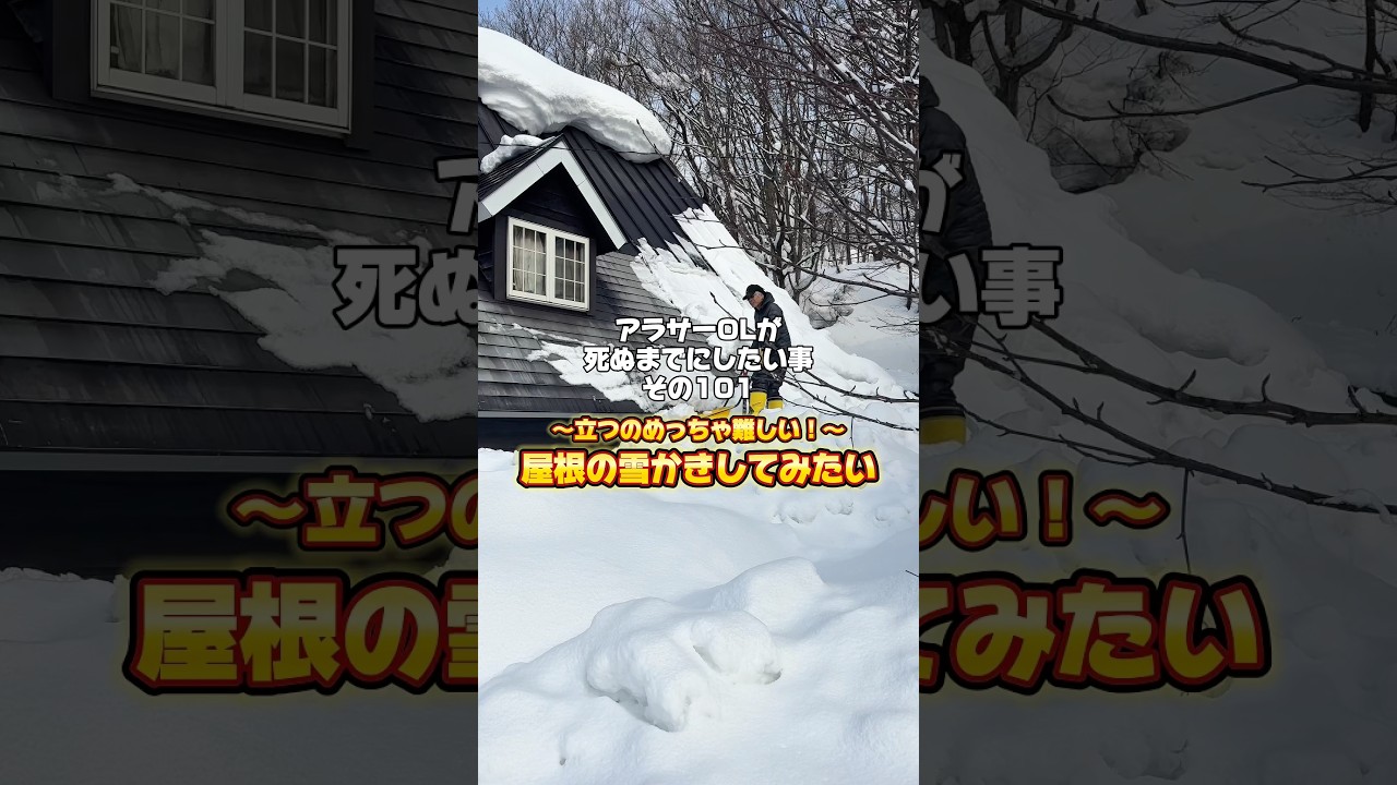今回のやりたいこと✍屋根の雪かきしてみたい！初めて雪かきしたけど、滑って全然屋根に立てなかったザマス😇雪国の人はすげぇザマス！
