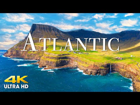 FLYING OVER ATLANTIC (4K UHD) Amazing Beautiful Nature Scenery & Relaxing Music - 4K Video Ultra HD