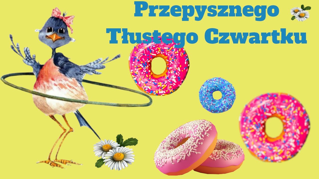 🍩🍩Muzyczna kartka na tłusty czwartek🍩🍩Pysznego pączka🍩🍩Przepysznego Tłustego Czwartku