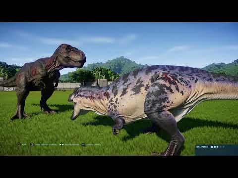 Jurassic World Evolution: Acrocanthosaurus vs Tyrannosaurus rex (Base Genome)