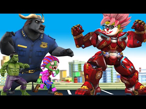 Avengers Super Hero Nick Hulkbuster vs Team zombie rescue Papa Nick - Scary Teacher 3D Animation