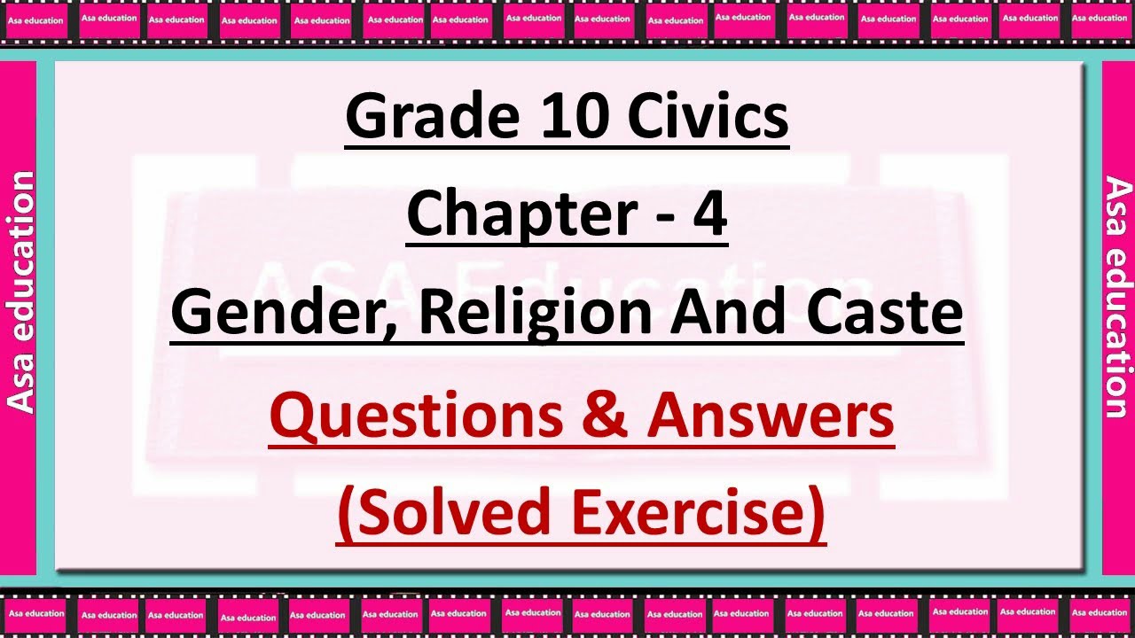 Ch 4 Gender, Religion and Caste (Civics, Grade 10, CBSE) Solved Exercise with Hindi explanation