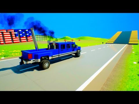 High Speed Lego Car Jumps on Mines #3 | Brick Rigs