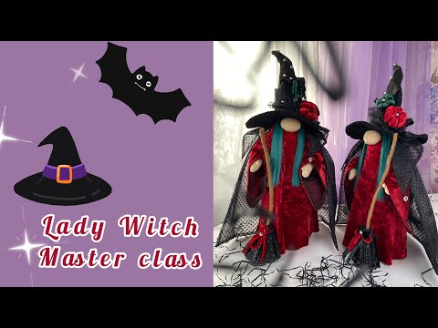 Scandinavian gnome lady witch for Halloween, gnome in cloak, decor for halloween pattern Etsy