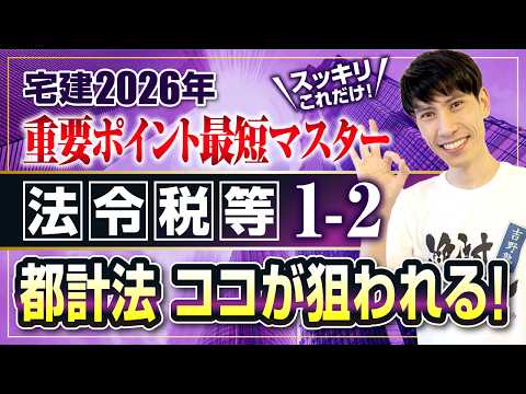【宅建2026 法令税等1-2 都市計画法 狙われるプランを紹介! 資料は無料】 スッキリこれだけ! 重要ポイント最短マスター 宅建ワンコイン講座