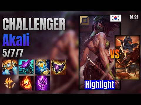 CHALLENGER Top Akali vs Rumble lol KR solo rank Highlight 14.21