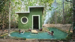 Amazing Girls Building Swimming Pool Around Jungle Villa
