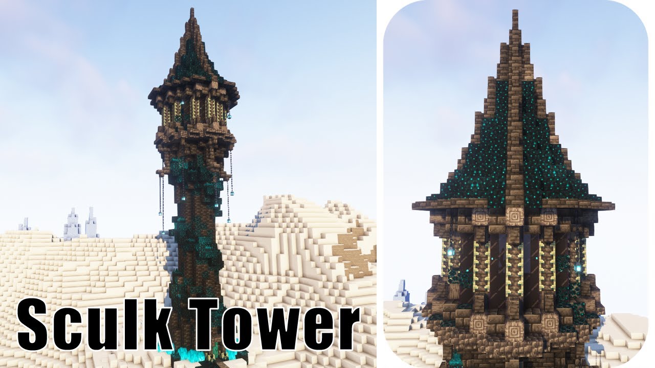Minecraft Fantasy Sculk Tower | Deep Dark Wizard Tower Build Tutorial