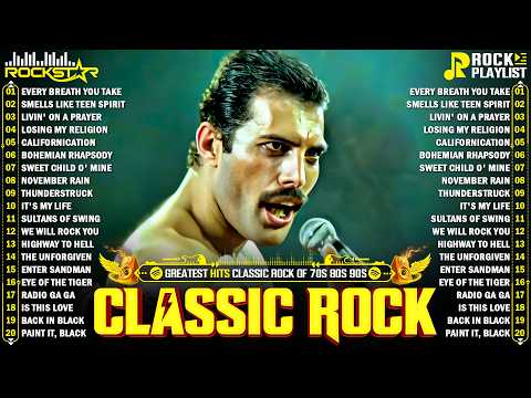 Top 100 Classic Rock Songs 70s 80s 90s ⚡ Queen, Guns N' Roses, Metallica, AC/DC, Aerosmith, Bon Jovi