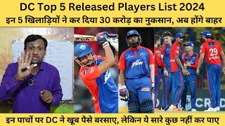 DC Top 5 Released Players List IPL 2024 Auction| Delhi Capitals Released Players 2024| Tyagi Sports