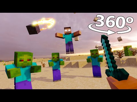 Herobrine Fight in 360° - Minecraft Animation 4K/VR
