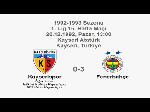 Kayserispor 0-3 Fenerbahçe 20.12.1992 - 1992-1993 Turkish 1st League Matchday 15 (Ver. 2)