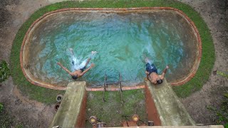 Build The Most Primitive House And Water Slide To Deep Swimming Pools