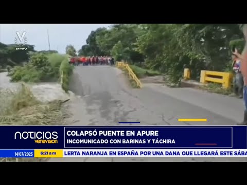 Caída del puente "El Muerto" deja incomunicado Apure con Barinas y Táchira