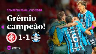EM JOGO COM VAR E EXPULSÃO, GRÊMIO EMPATA E É CAMPEÃO GAÚCHO! INTERNACIONAL 1X1 GRÊMIO
