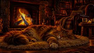 Purring Cat & Crackling Fireplace🐾COZY ASMR Deep Sleep Sound Magic• Ultimate Relaxation for Insomnia