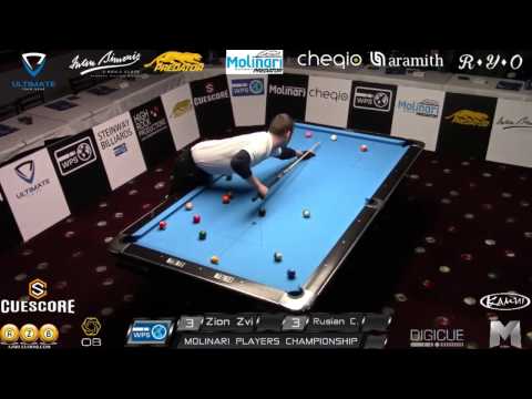 Zion Zvi (ISR) - Ruslan Chinakhov (RUS). One messy layout. 8-ball.