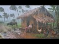 HEAVENLY VILLAGE UNDER A VIOLENT RAIN