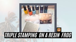 Triple Stamping Waves/Ocean On A Resin Frog | Beginners Tutorial | Maniology Stamping Polish