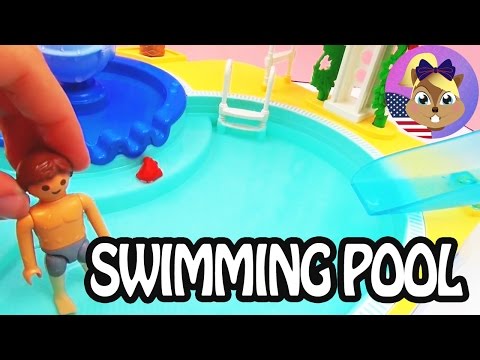 Playmobil swimming pool - pool with waterslide - Toy review and demo