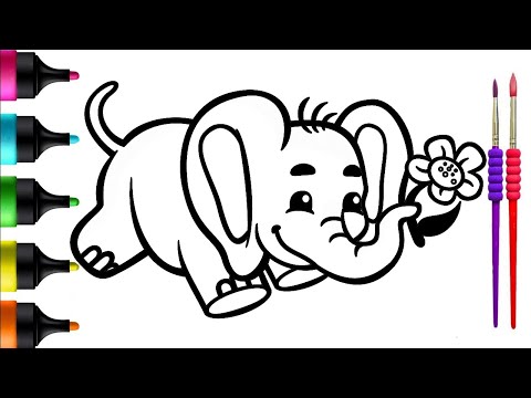 Little Elephant Drawing, Painting, Coloring for Kids | Let's Create an Adorable Artwork Together