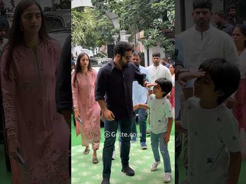 #JrNTR with Laksmi Pranathi and their sons Abhay, Bhargav at #NTRNeel Launch Ceremony | Gulte.com