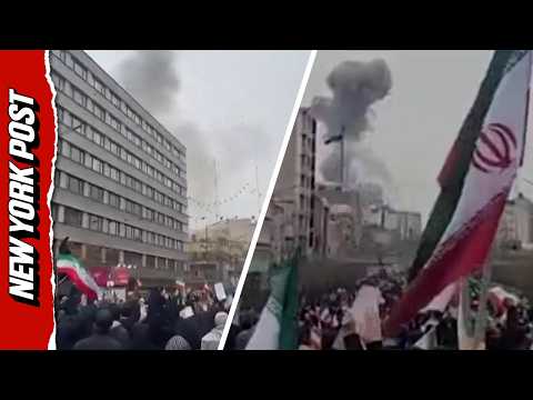 Watch: Large Explosion Fills the Sky During Iranian March in Tehran